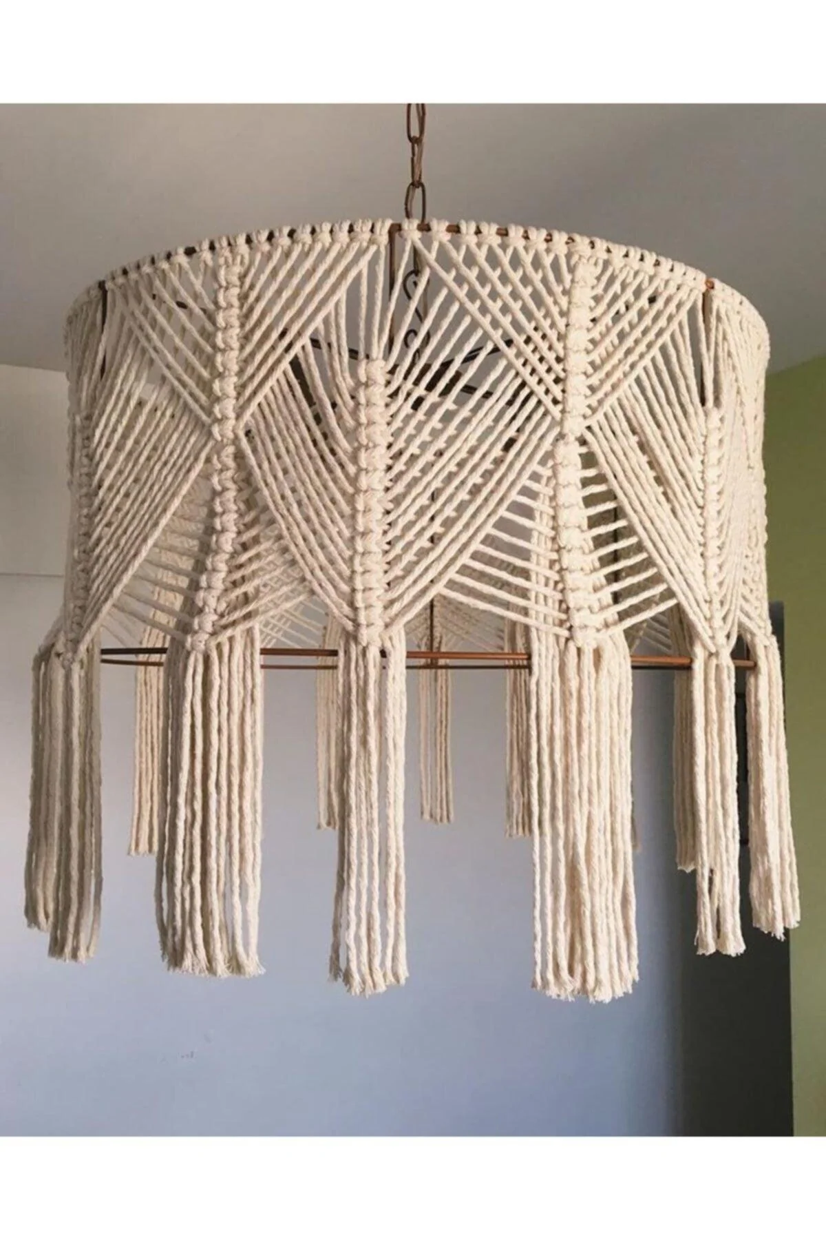 Handwoven Cotton Macrame Chandelier with Adjustable Height