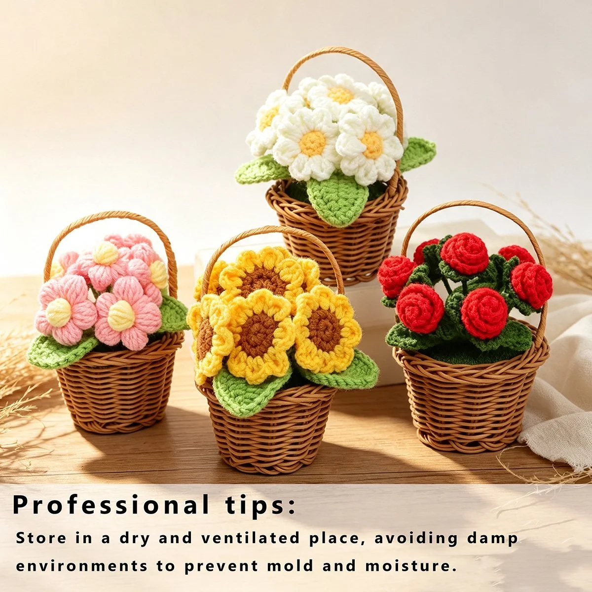 Handmade Yarn Flower Basket