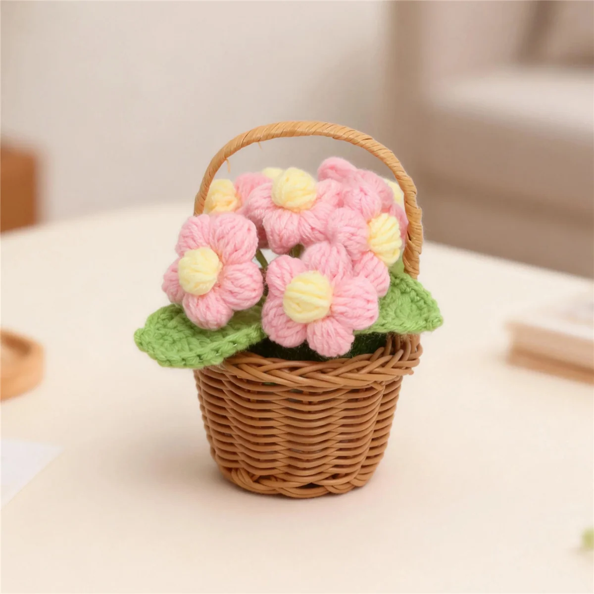 Handmade Yarn Flower Basket