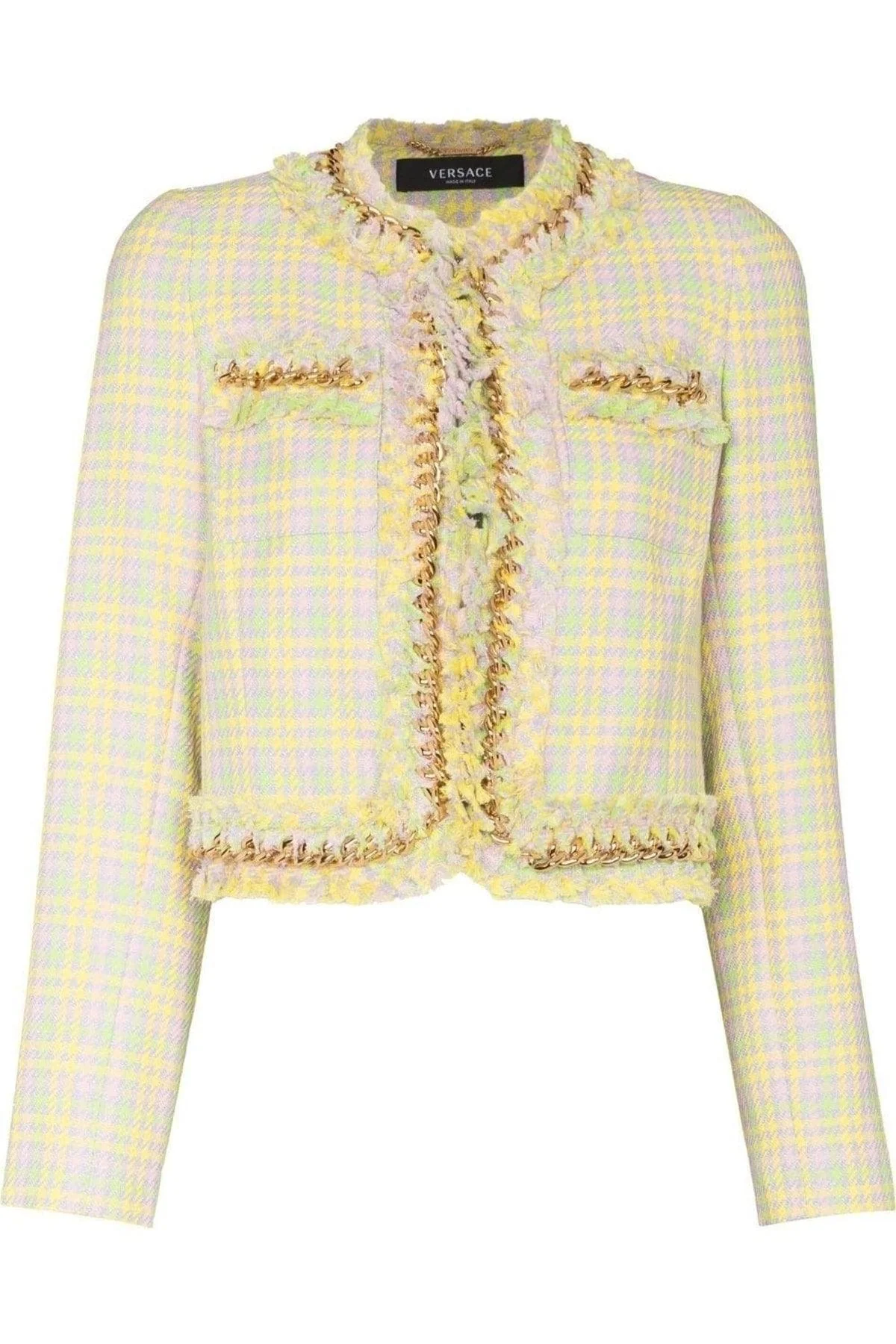 Herringbone tweed jacket with acetate and silk lining