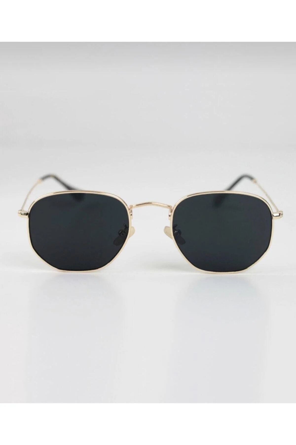 Black hexagon sunglasses with UV400 lenses