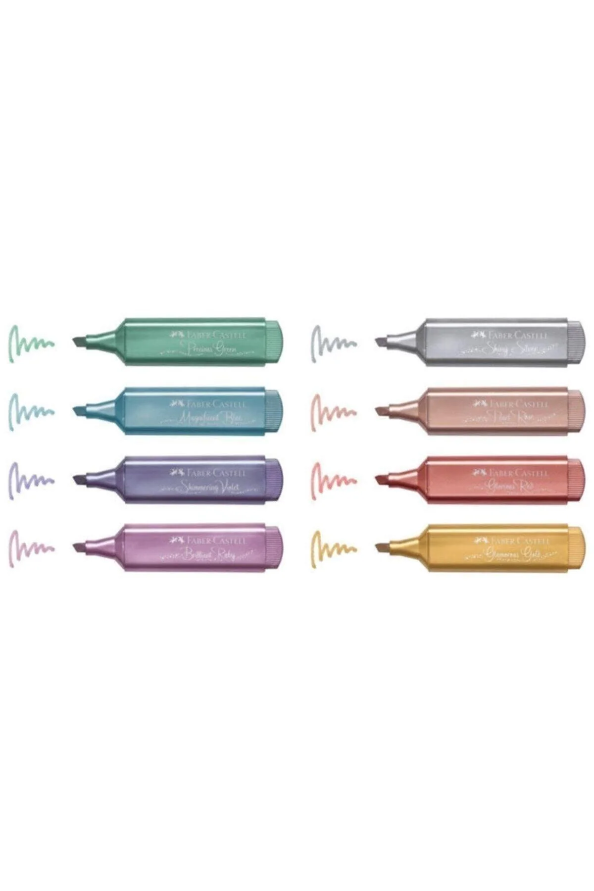 Set of 8 Metallic Highlighters – Bright Colors