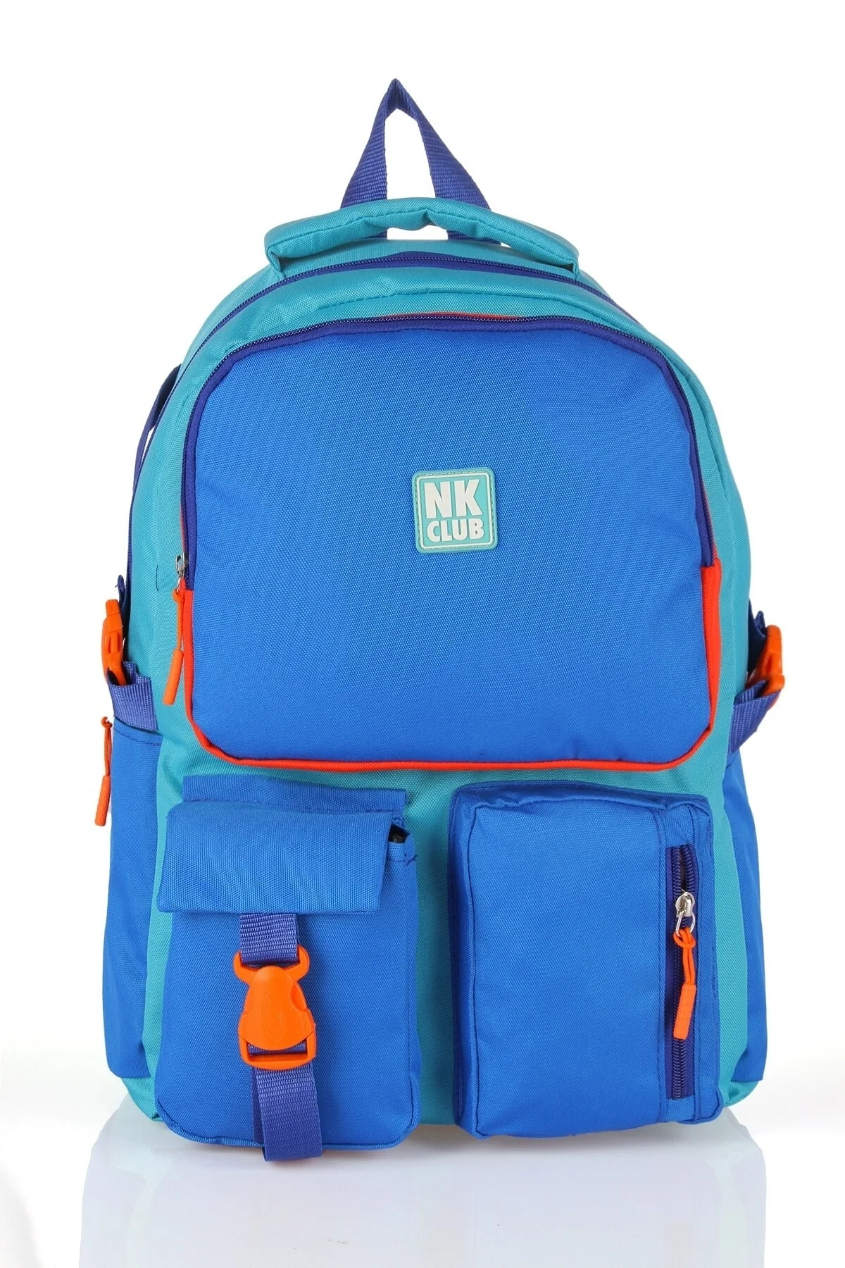 Primary school backpack, multi-compartment, blue, water-resistant fabric
