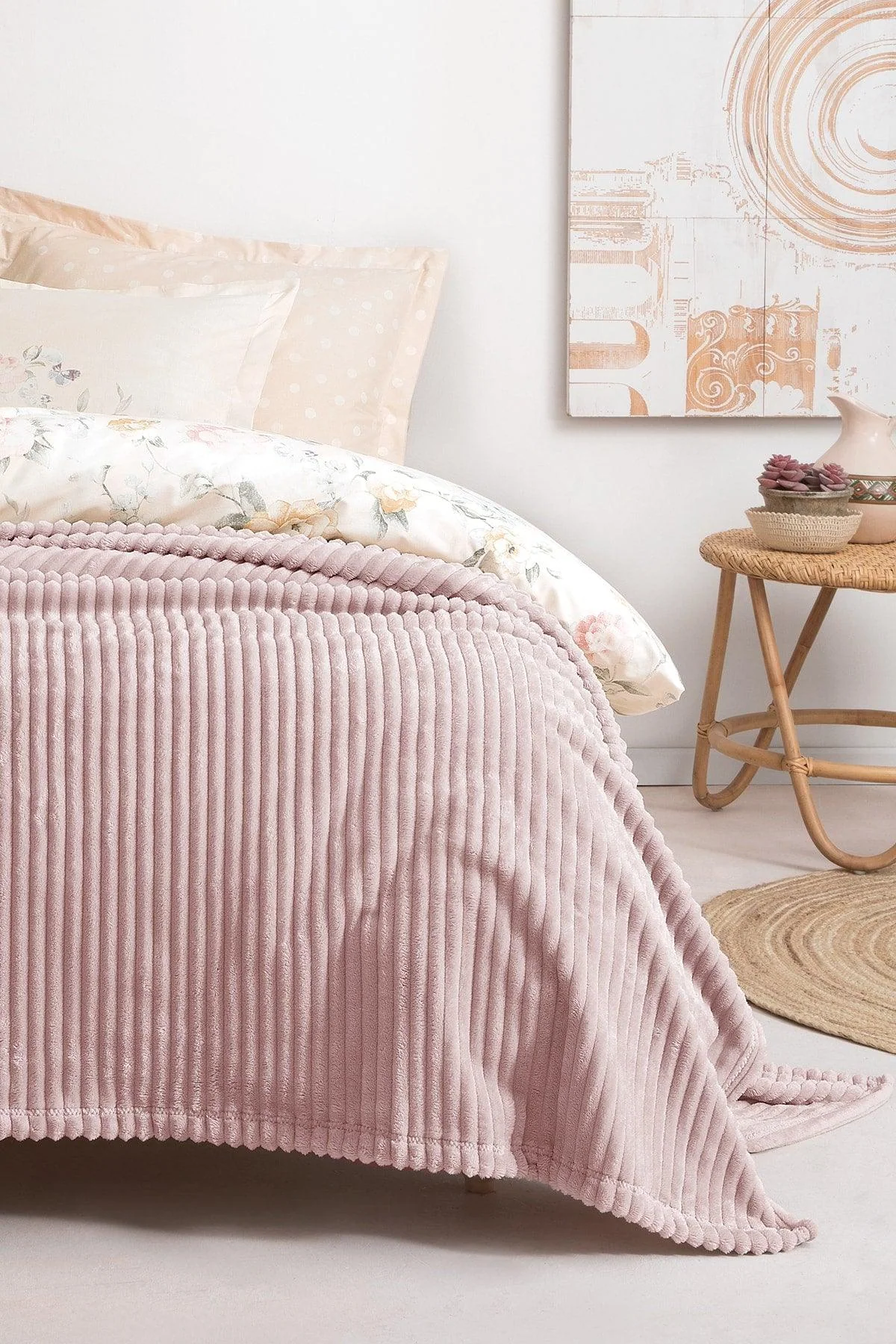 Extra soft single blanket in powder color 150x220 cm