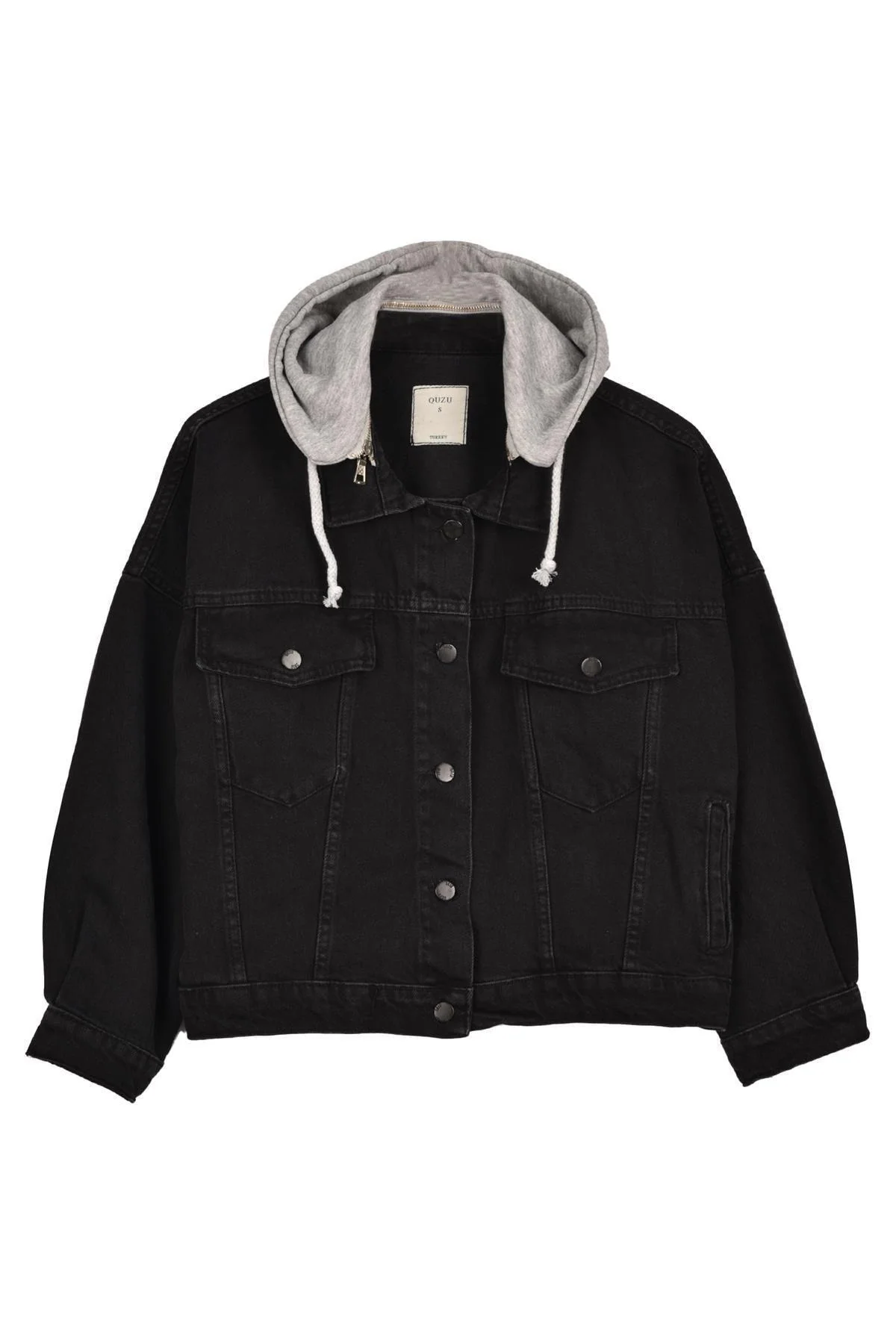 Hooded Oversize Denim Jacket in Anthracite