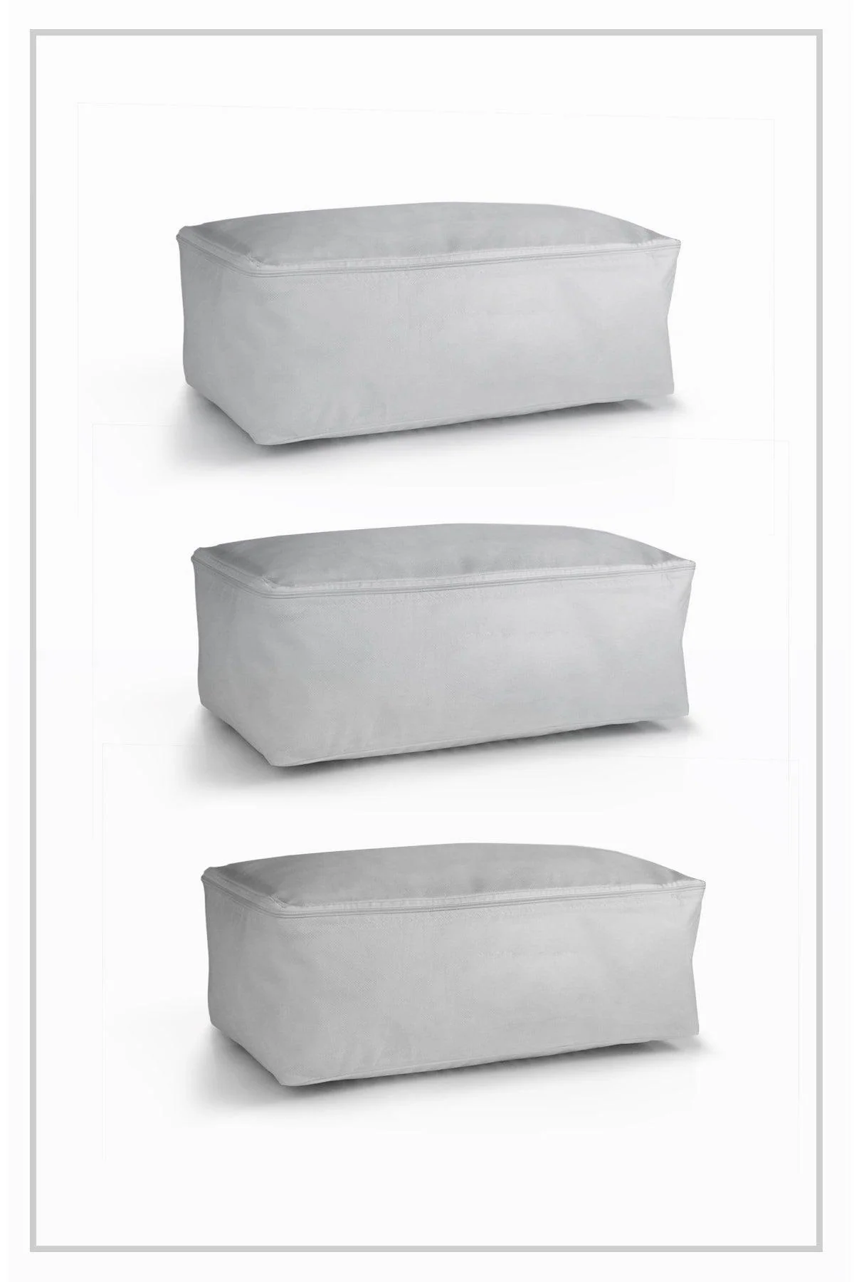 Set of 3 under-base storage bags for wardrobe and cabinet organization