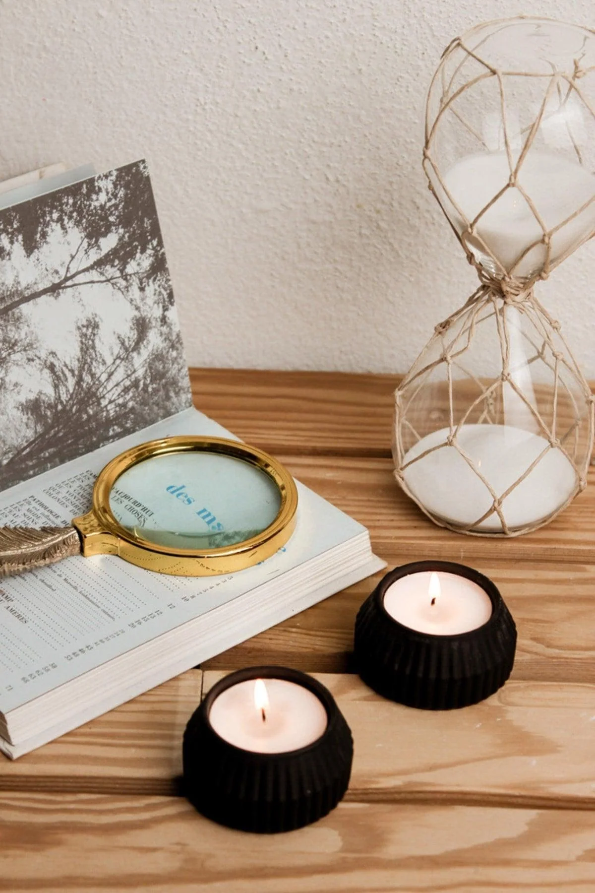 Set of 2 concrete tealight holders