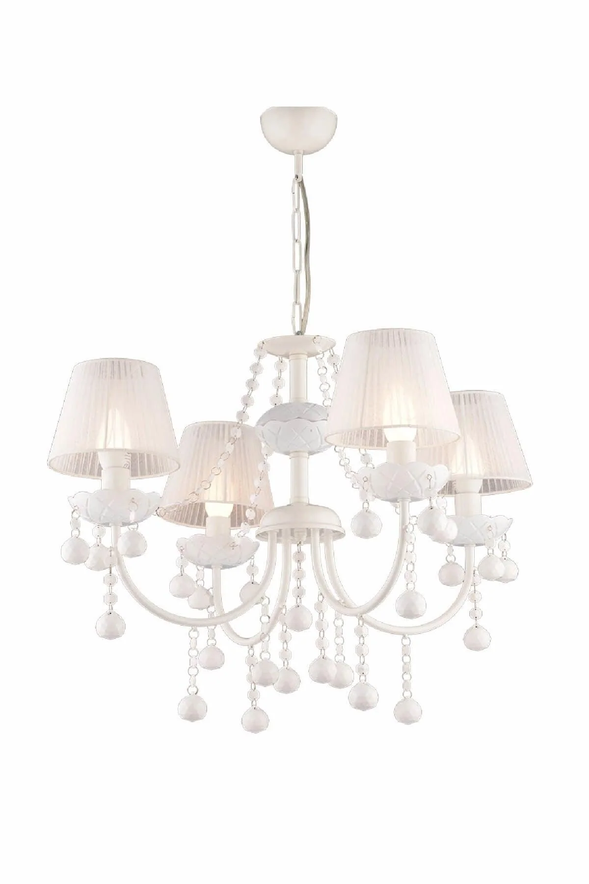 White Globe Pendant Light Set with 4 E14 Fittings, 75cm Height