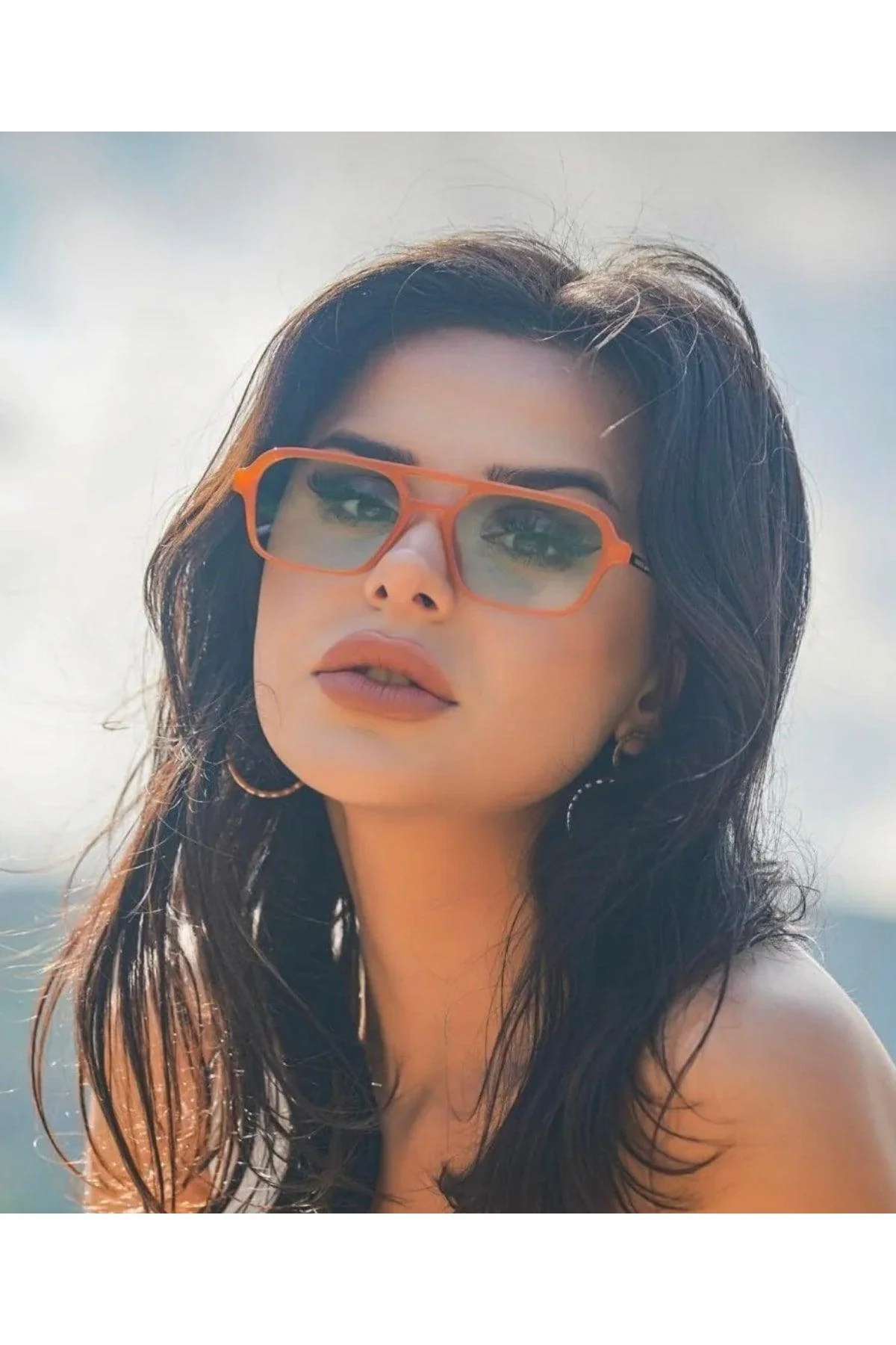 Ice Cube Style Sunglasses with Orange Lenses UV400 Protection