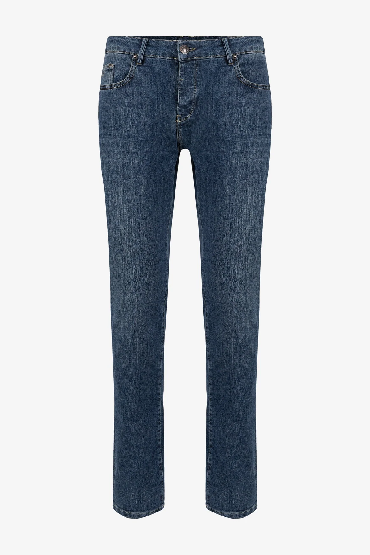 Men's Indigo Cotton-Blend Jeans with Side Pockets