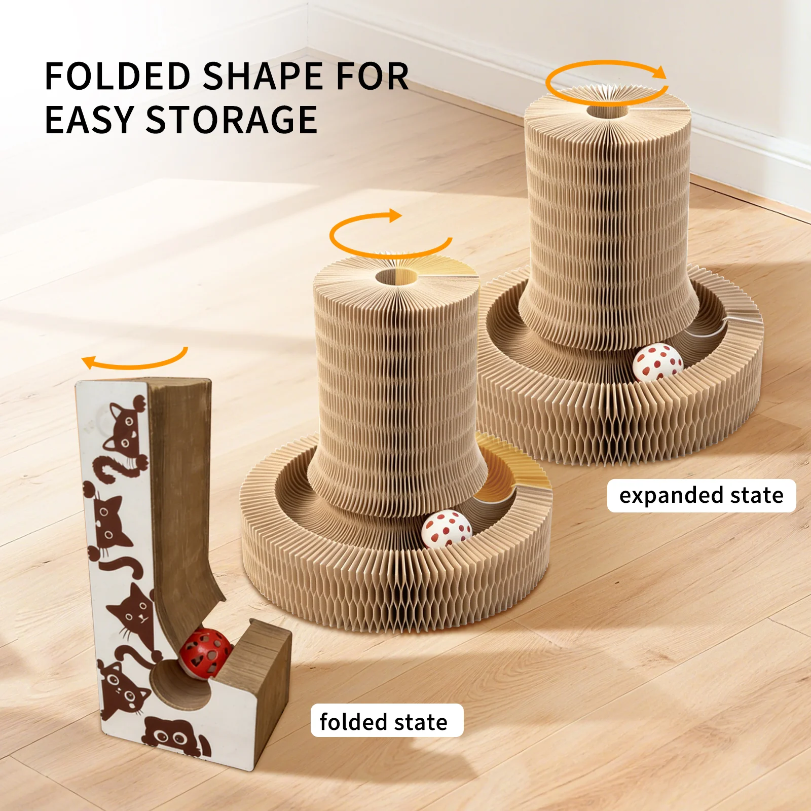 Interactive Cat Scratcher with Rolling Bell Ball