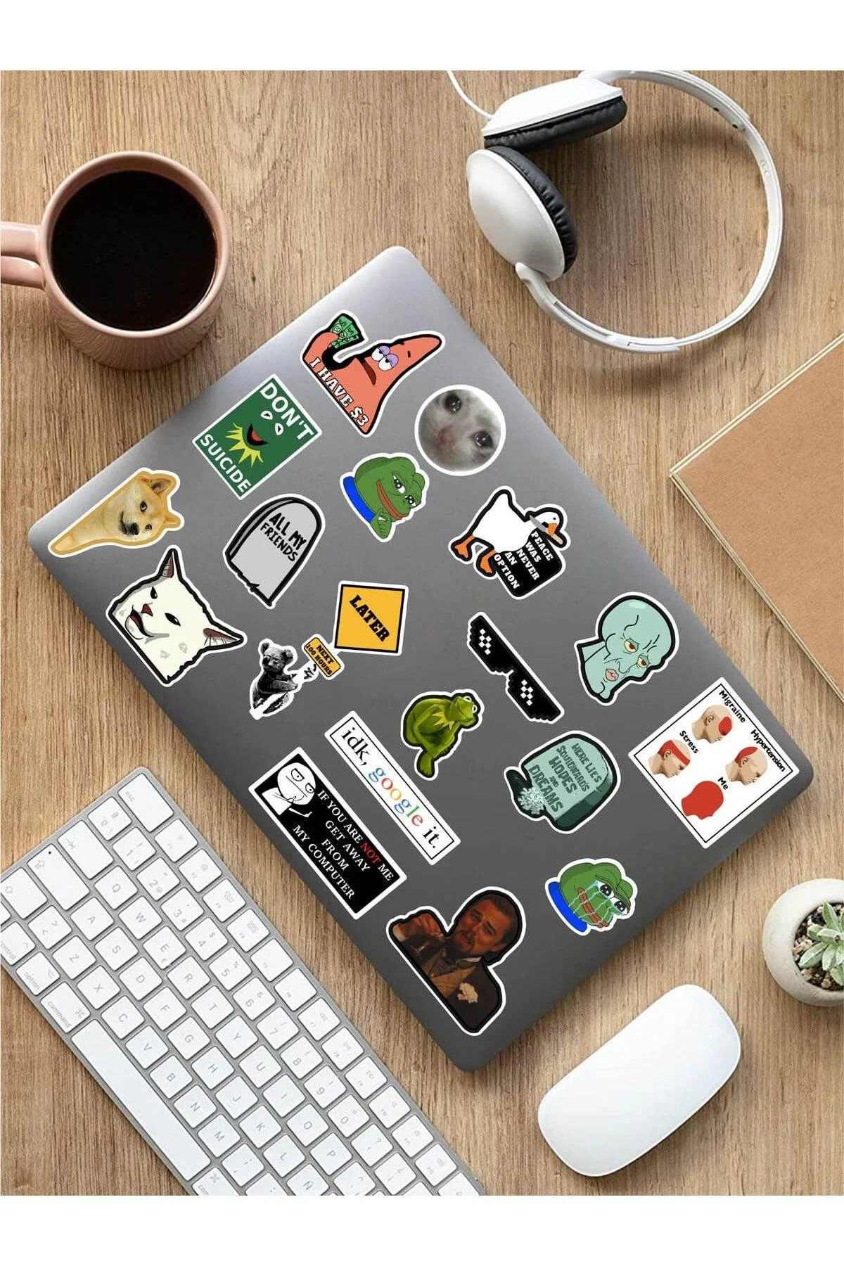 Waterproof Internet-Themed Vinyl Sticker Set for Laptops and Devices