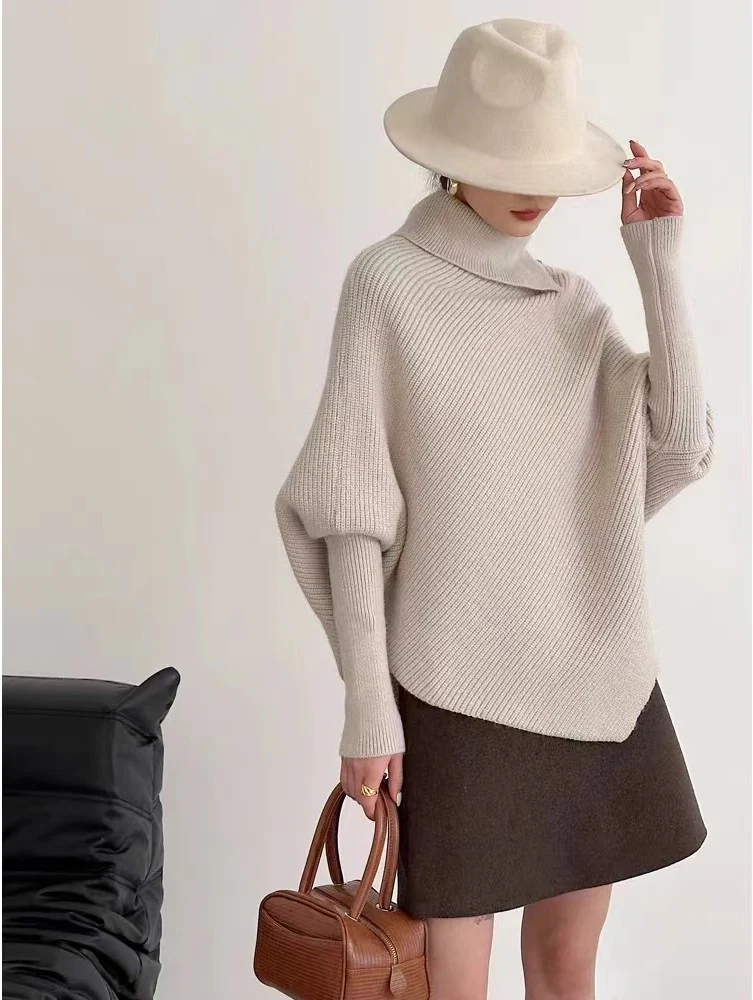 Irregular Turtleneck Sweater Women's Top