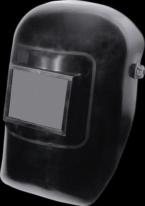 Welding shield with reinforced plastic frame and clear glass