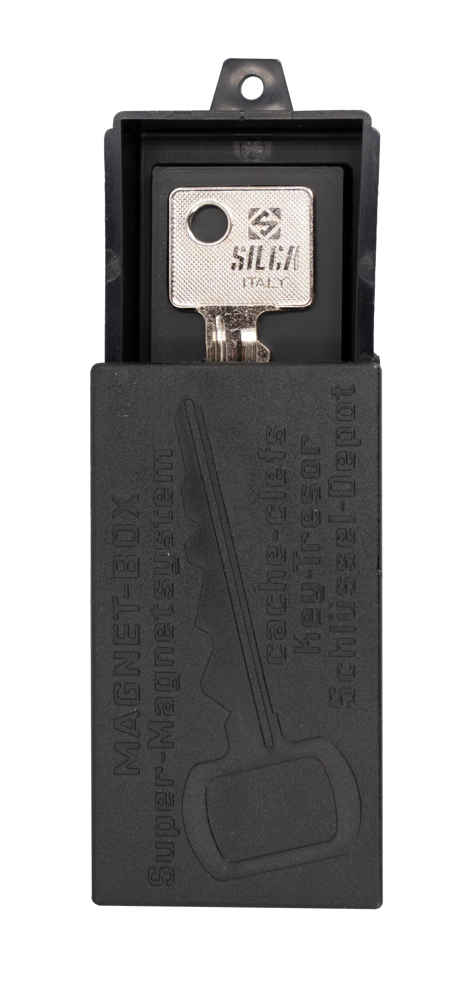 Magnetic wall-mounted key storage safe with 2 keys