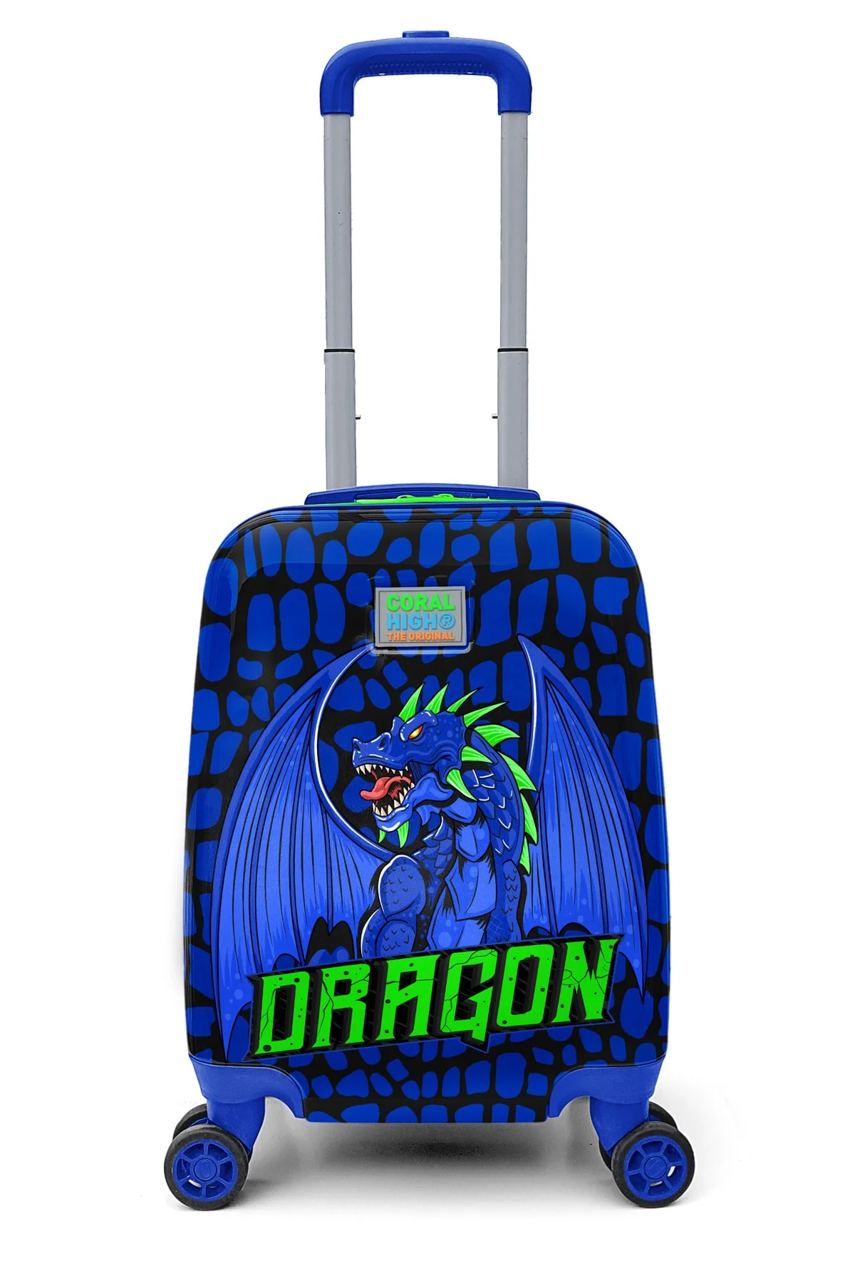 Kids black dragon patterned rolling suitcase 18 inches