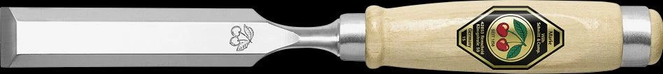 Pocket chisel set with high-carbon steel blades and beech handles