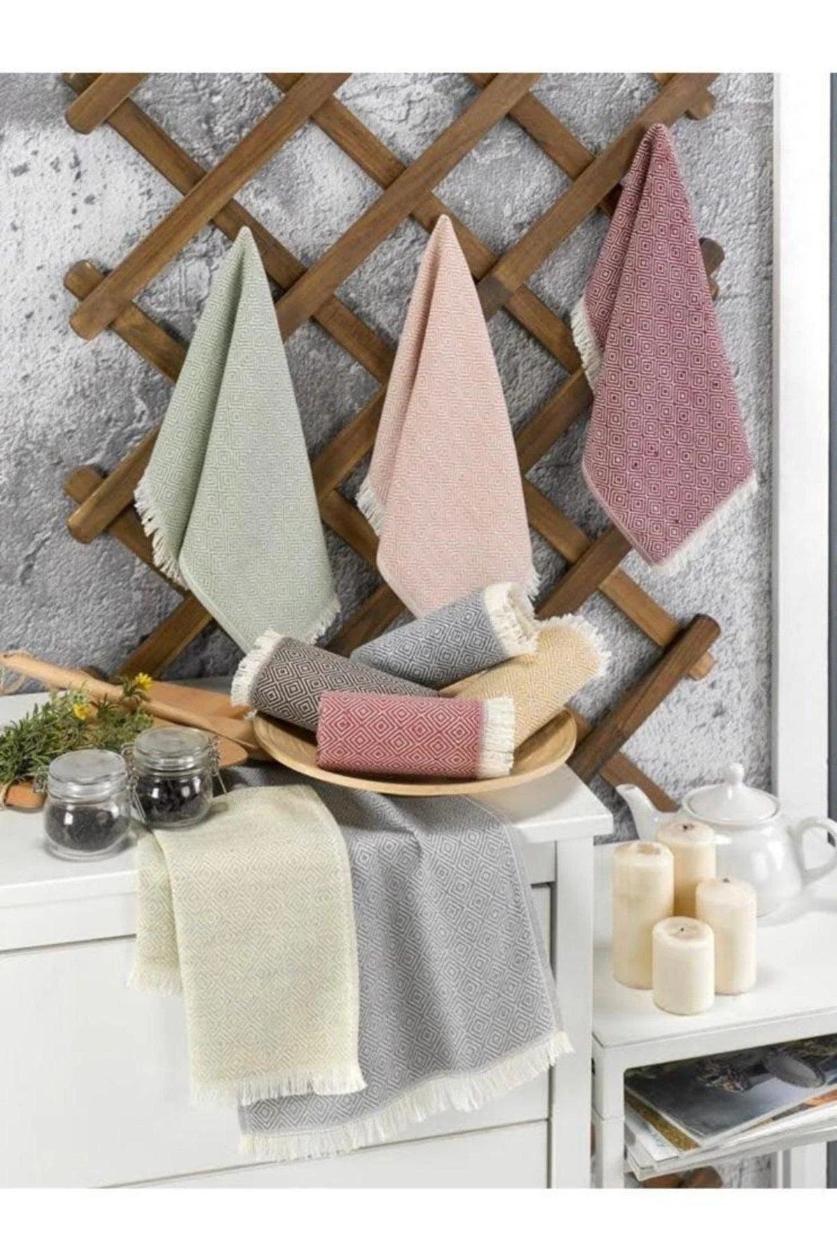Set of 6 100% cotton kitchen napkins and drying towels