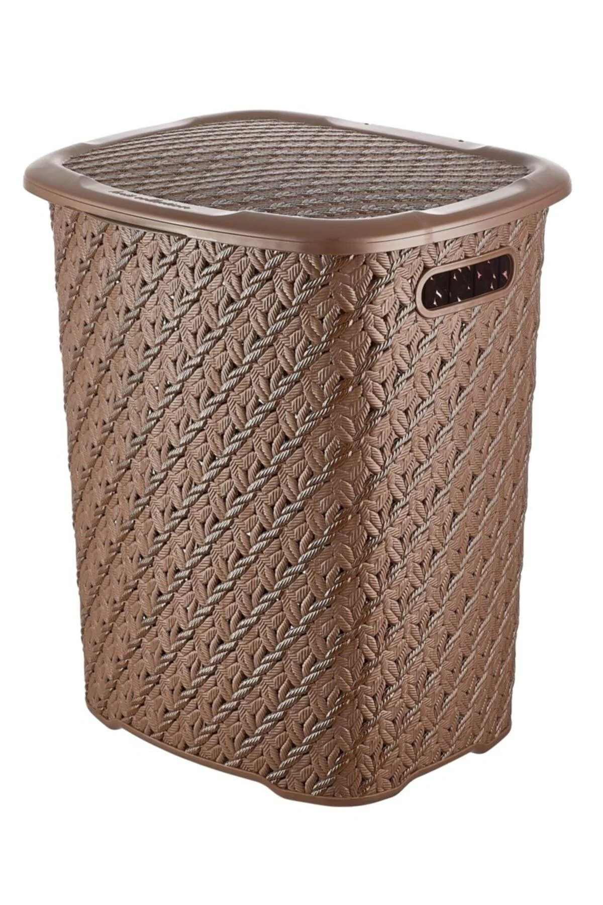 55-litre knitted laundry basket in brown