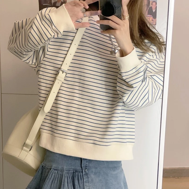 Korean Chic Striped Loose Pullover Sweater