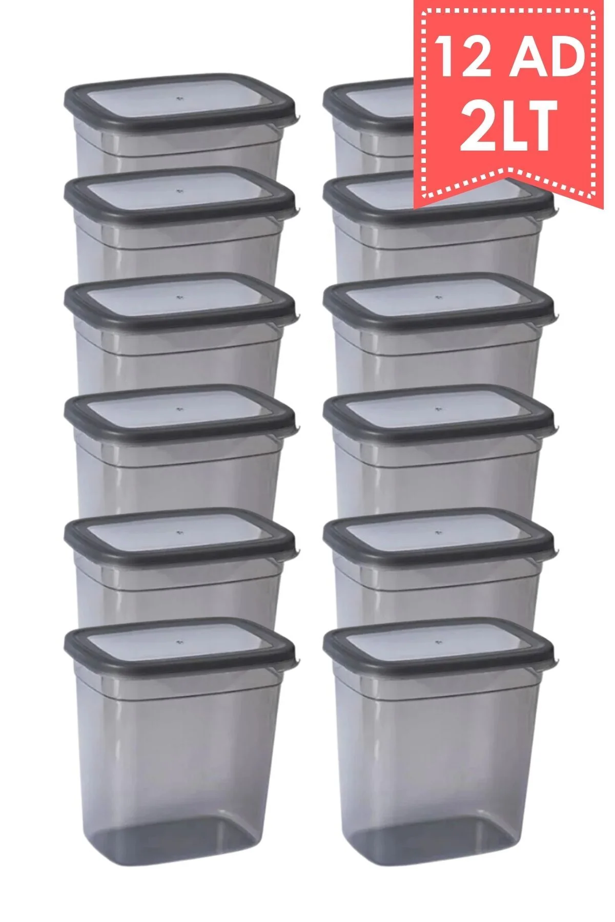 12-piece rectangular storage container set with labels anthracite