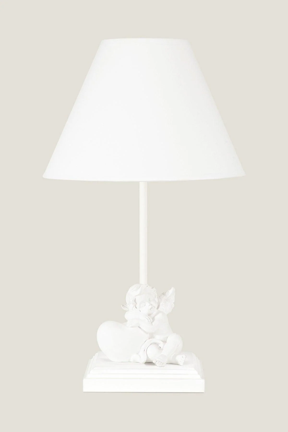 Fabric lampshade with polyester angel trim E14 bulb base 24 x 42 cm