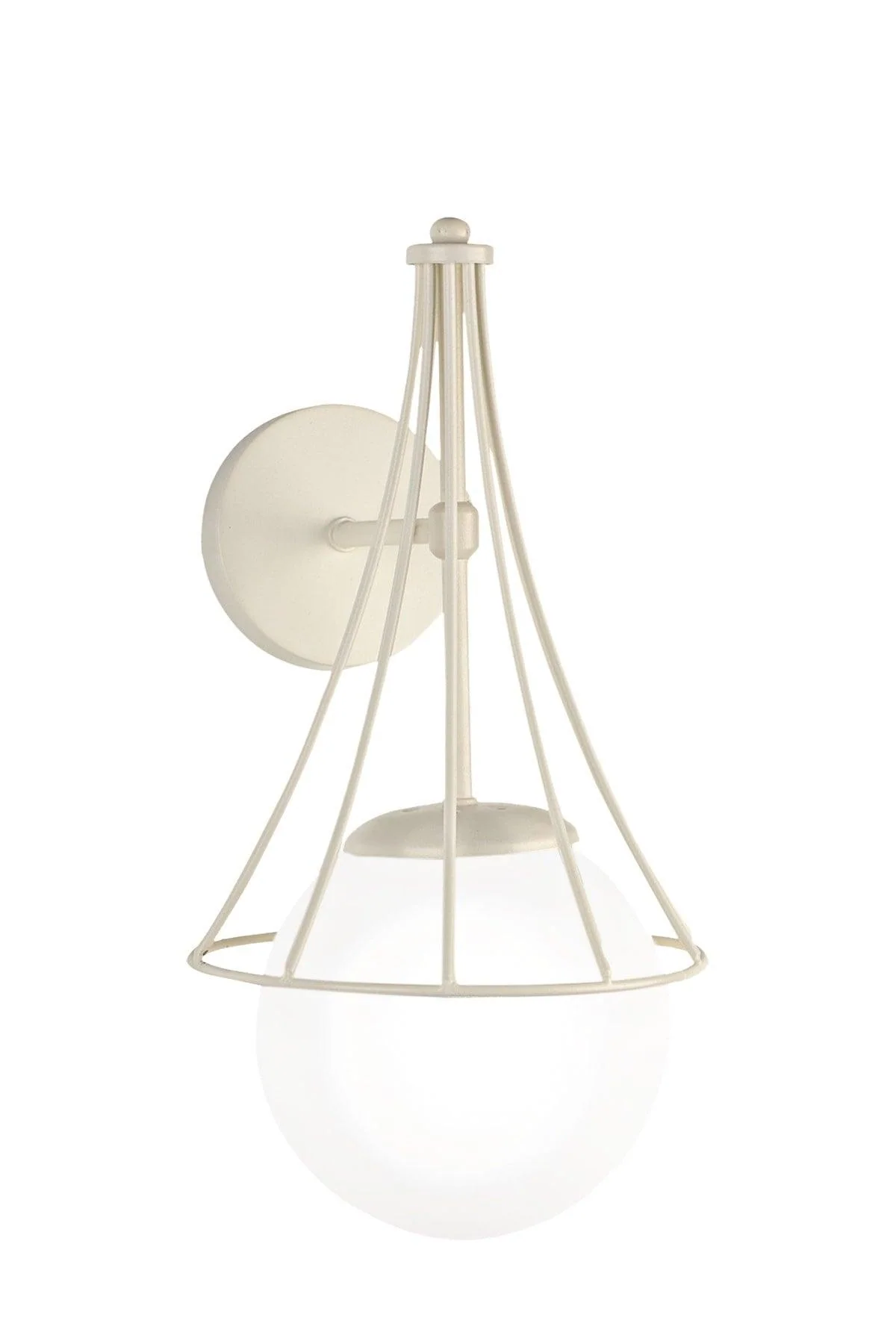 White globe glass wall sconce with metallic finish 35cm diameter