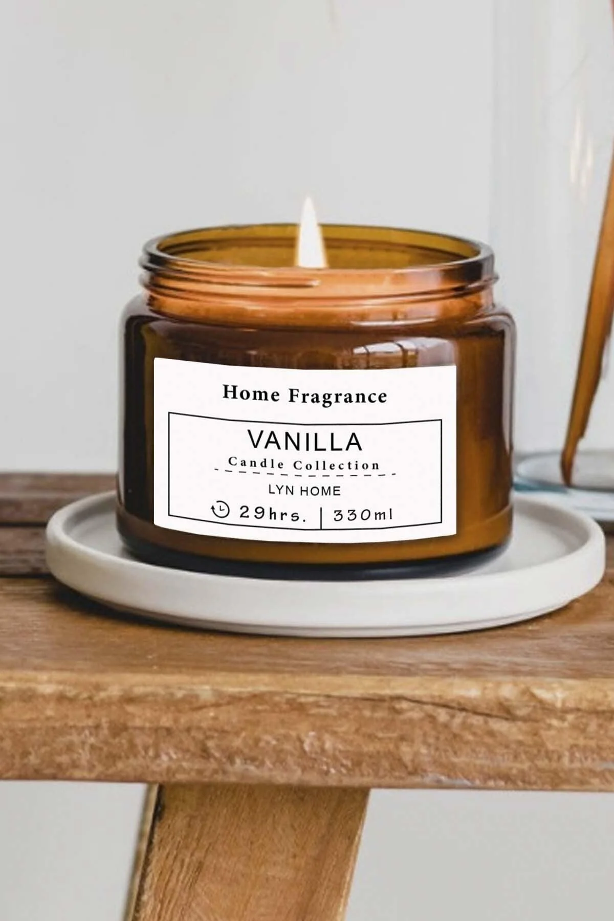 330 ml vanilla jar candle with black lid for peaceful ambiance and decor