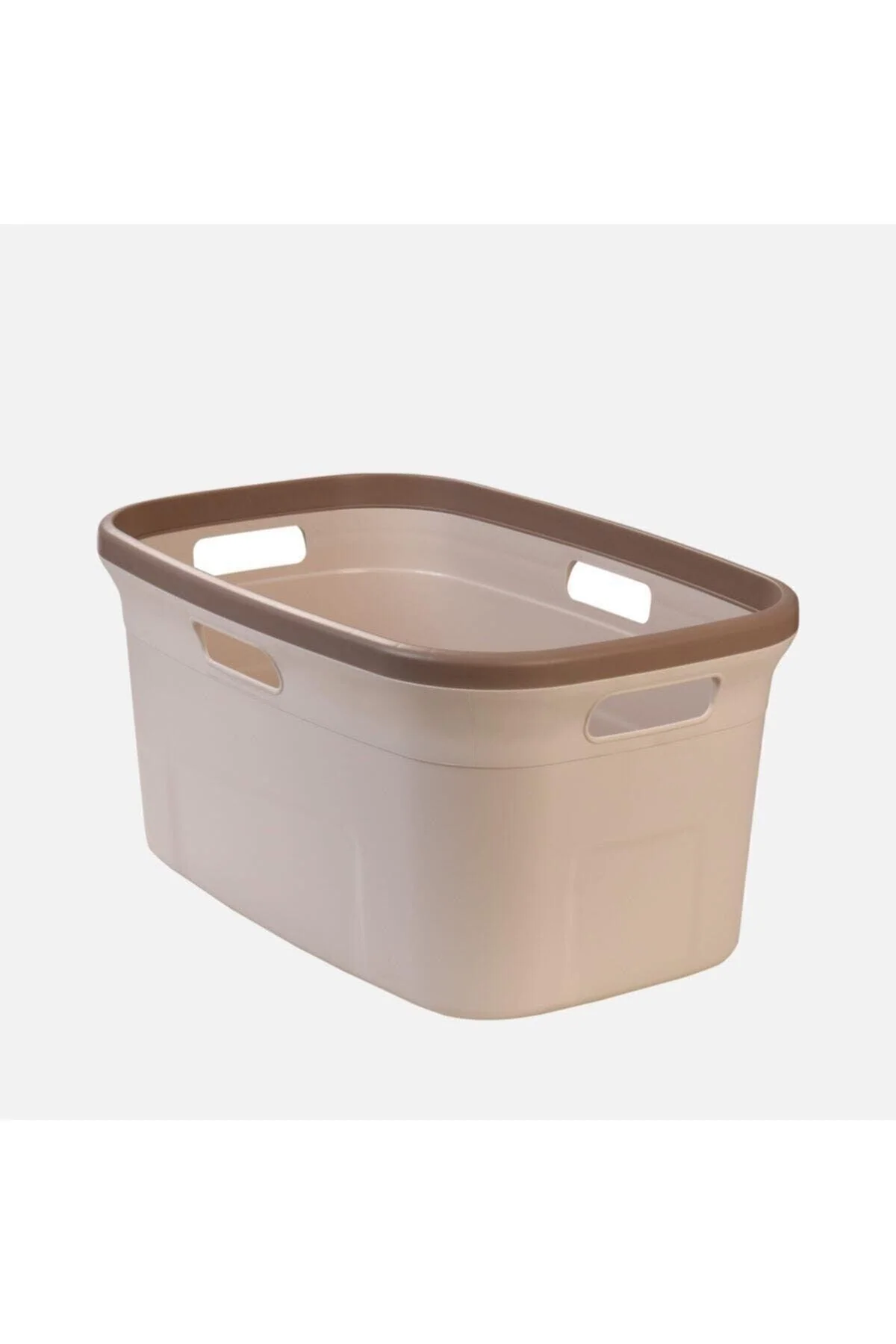 Modern grey and white laundry basket with sleek design