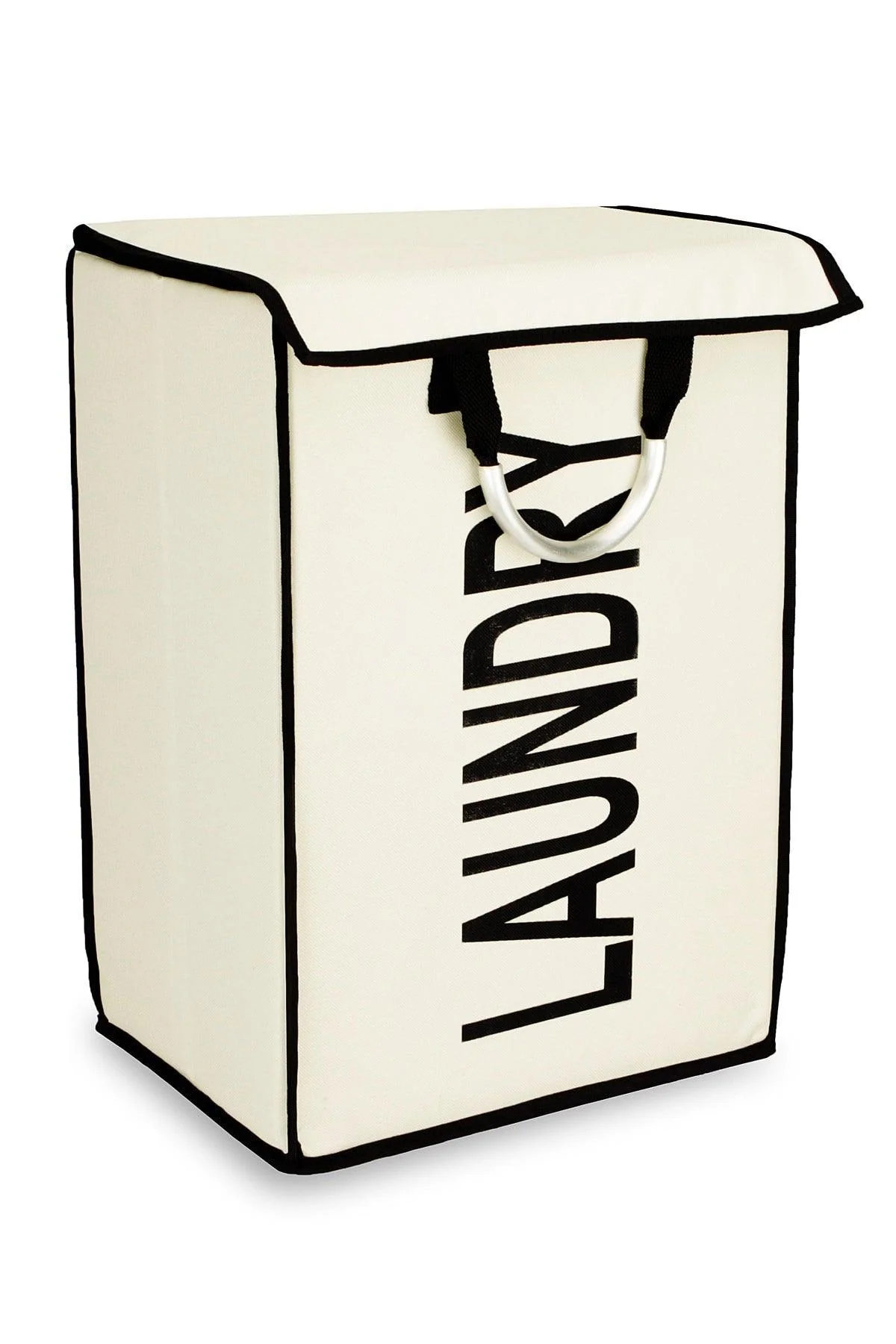 Collapsible Fabric Laundry Basket with Lid and Compartments