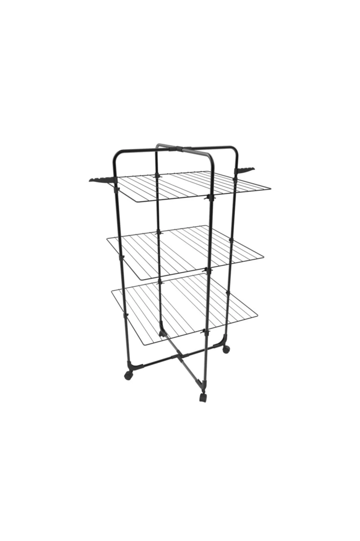 Vertical laundry drying rack with wheels, foldable design and anti‑rust powder coat