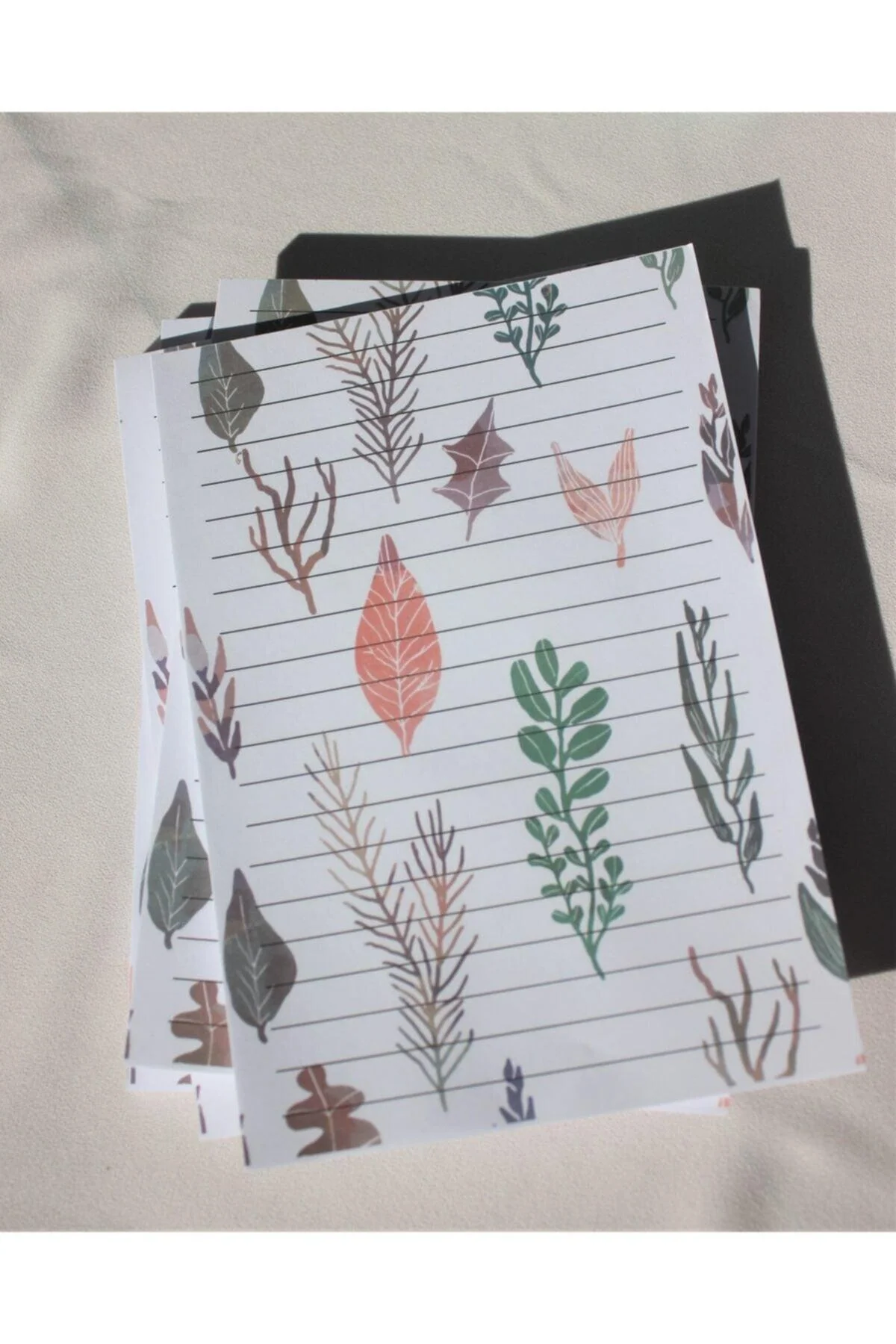 A5 Leaf‑Pattern Lined Notepad – 50 Sheets