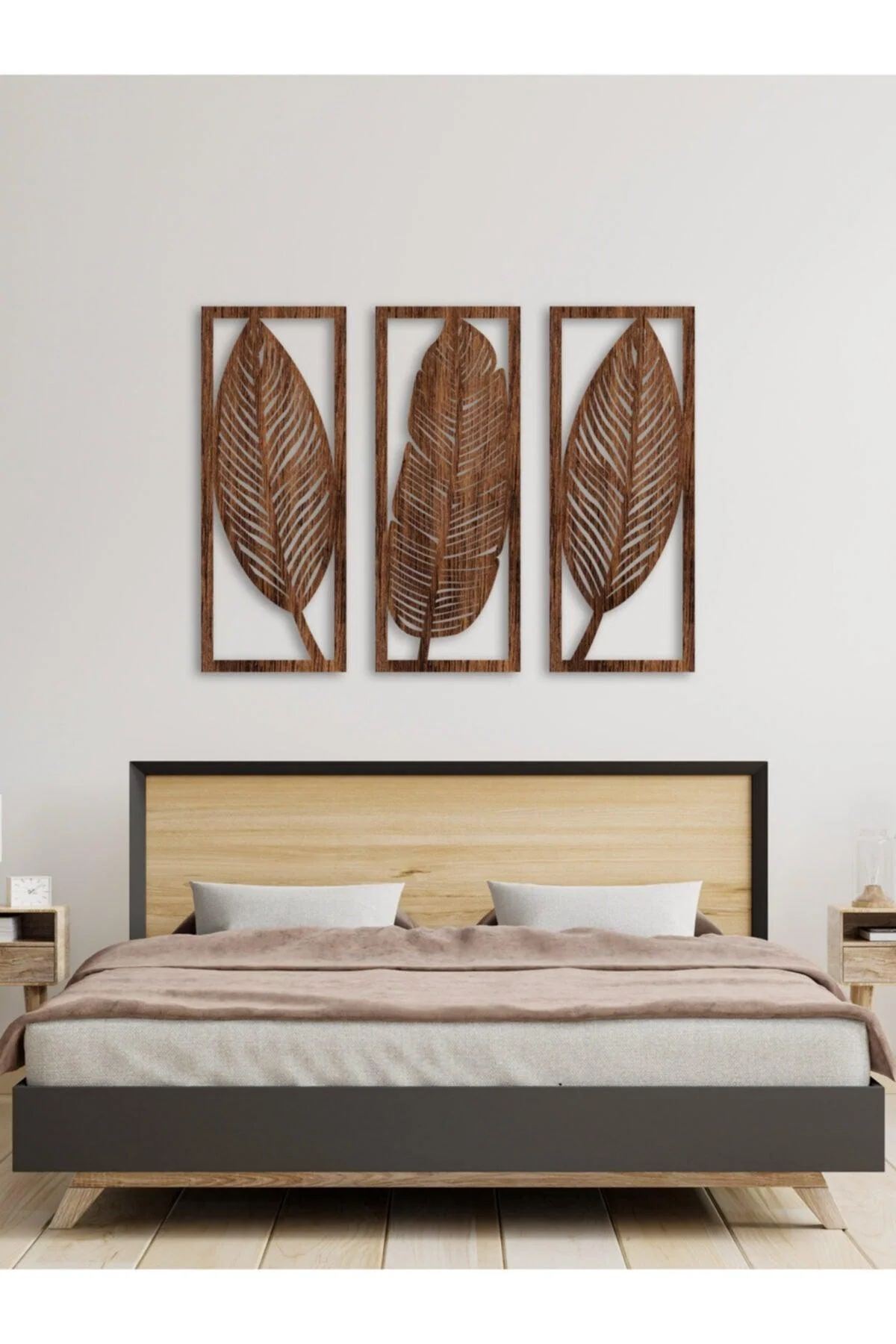Leaf Patterned Wall Decor Panel in Wooden MDF