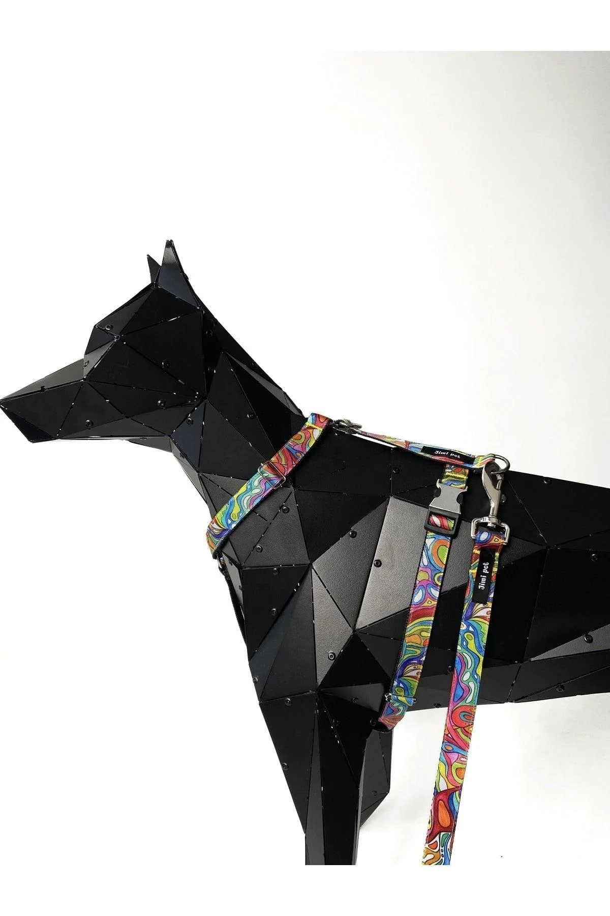 Pastel-colored dog leash with metal hardware and matching collar