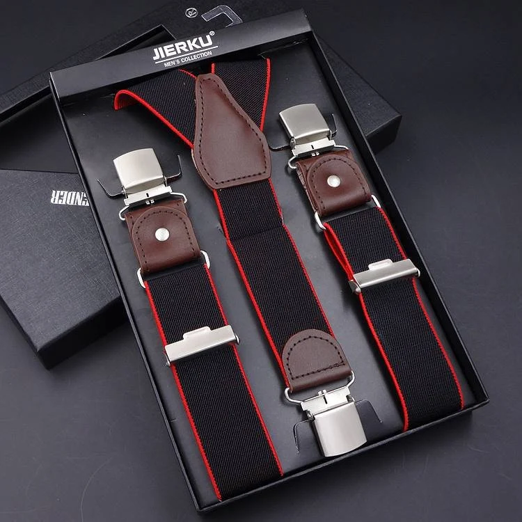 Leather Jacquard Suspender Strap for Men