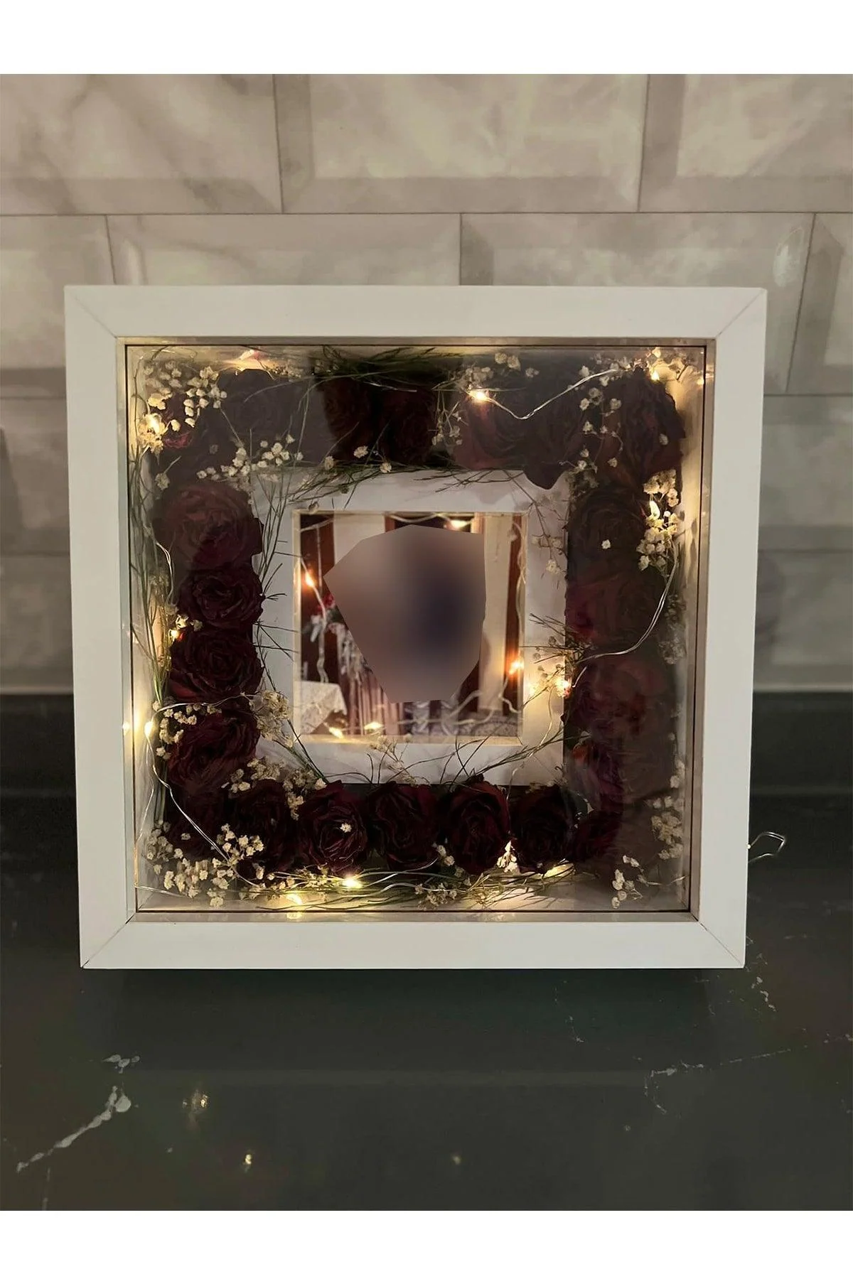 Deep LED Picture Frame – 25 cm Square, 8 cm Depth, MDF with Polyester Front