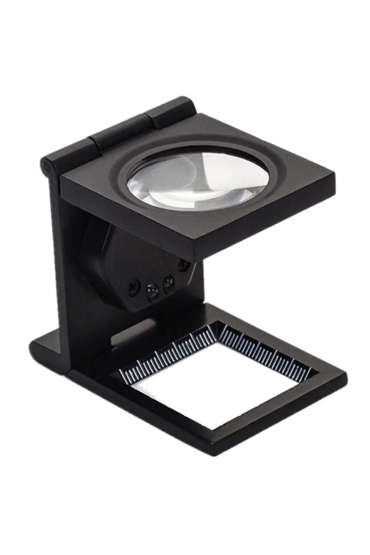 10x illuminated metal folding magnifier with LED light and carrying case