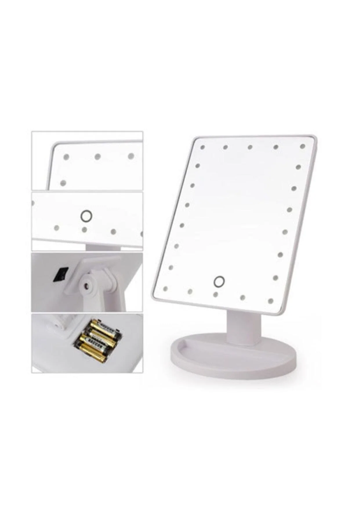 LED Lighted Vanity Mirror with Touch Control and Storage Tray – Battery Powered