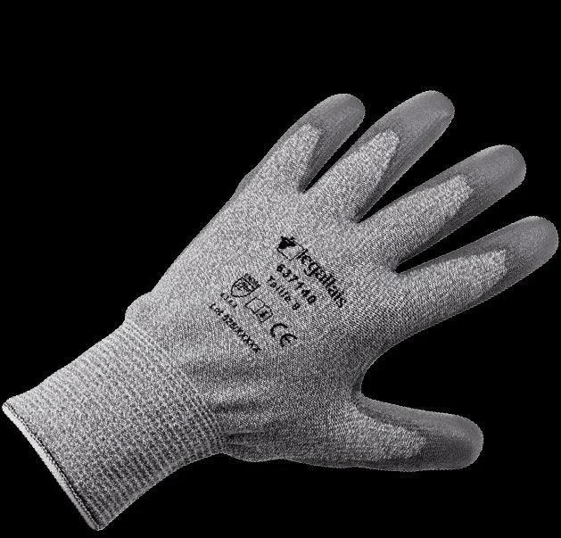 Knitted cut-resistant gloves with polyurethane palm coating