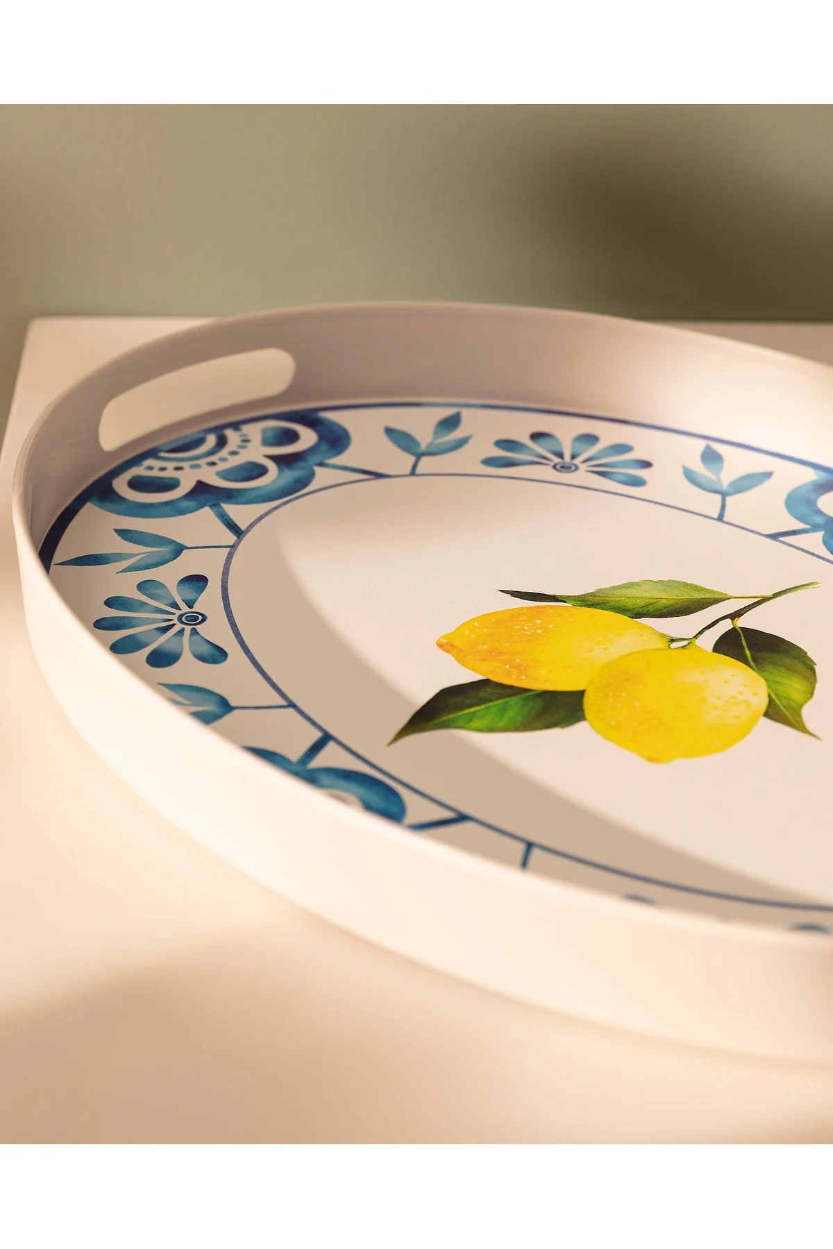 Oval Serving Tray with Handles - Dark Blue Plastic Tea and Coffee Tray