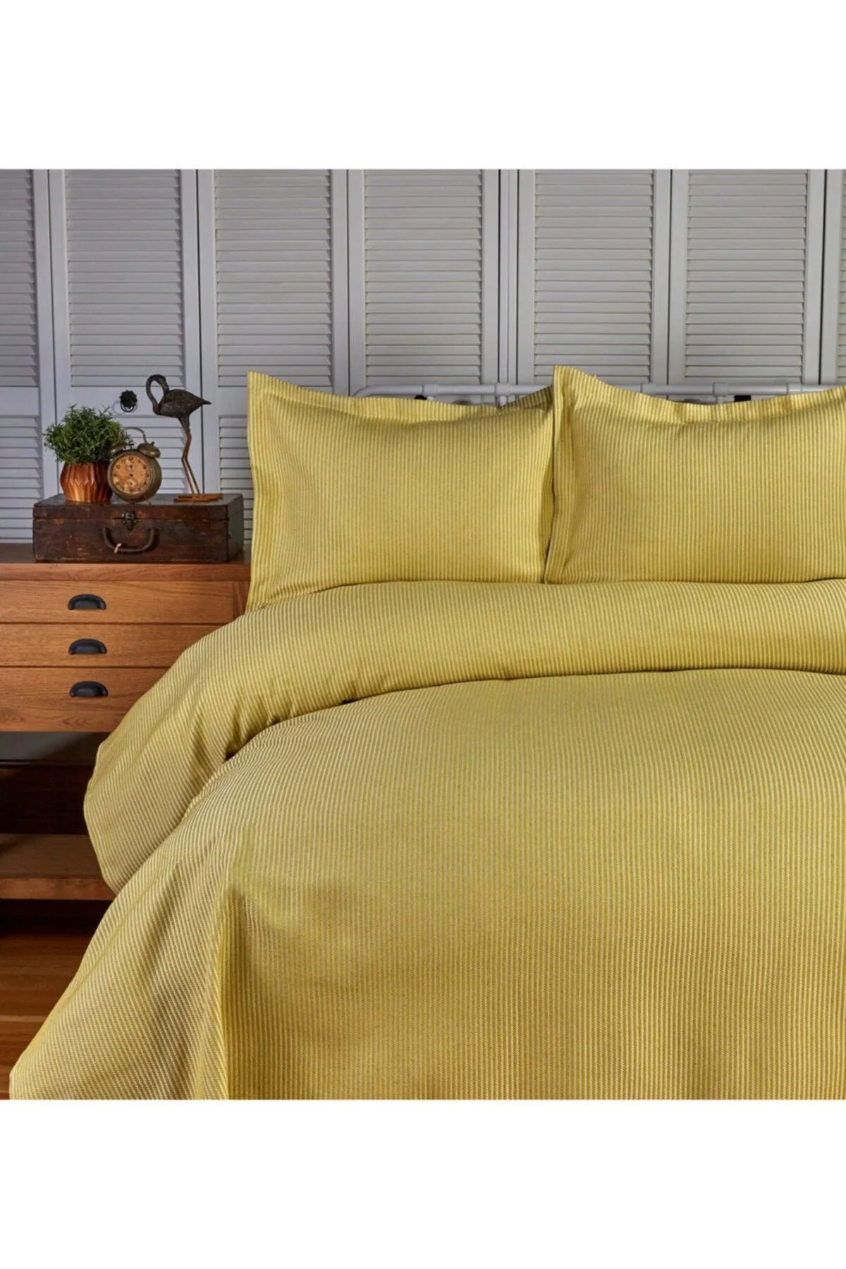 Antique moss double bedspread set 230x240 cm with pillowcases