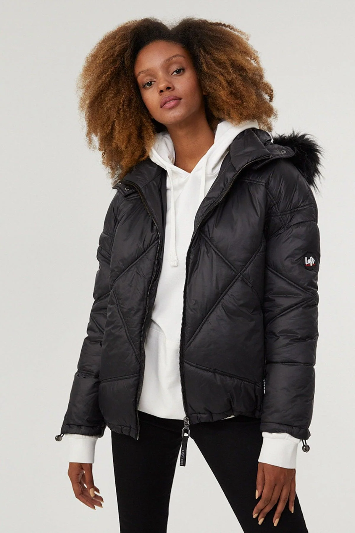 Women's black nylon packable jacket