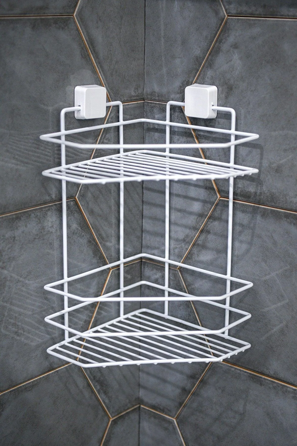 No-Drill Adhesive Bathroom Corner Shelf with Strong Stainless Bonding