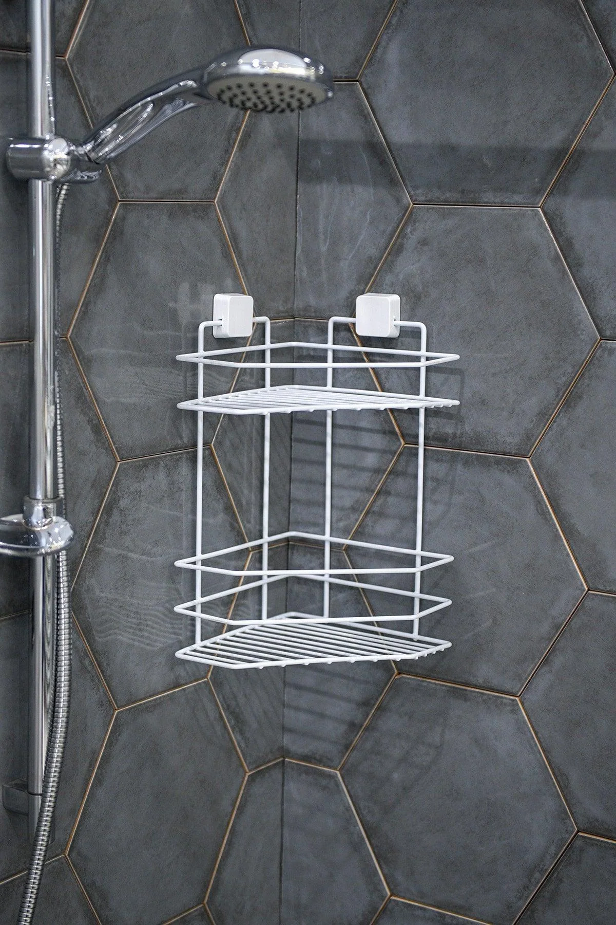 No-Drill Adhesive Bathroom Corner Shelf with Strong Stainless Bonding