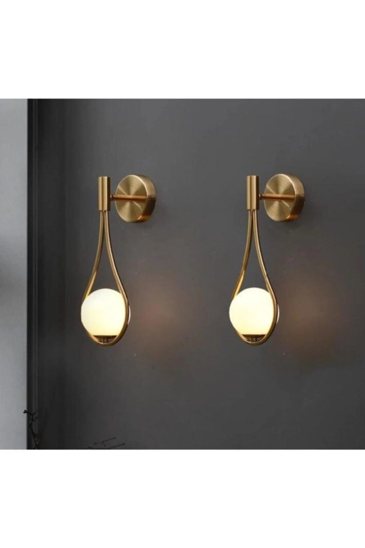 Gold wall-mounted glass globe sconce set