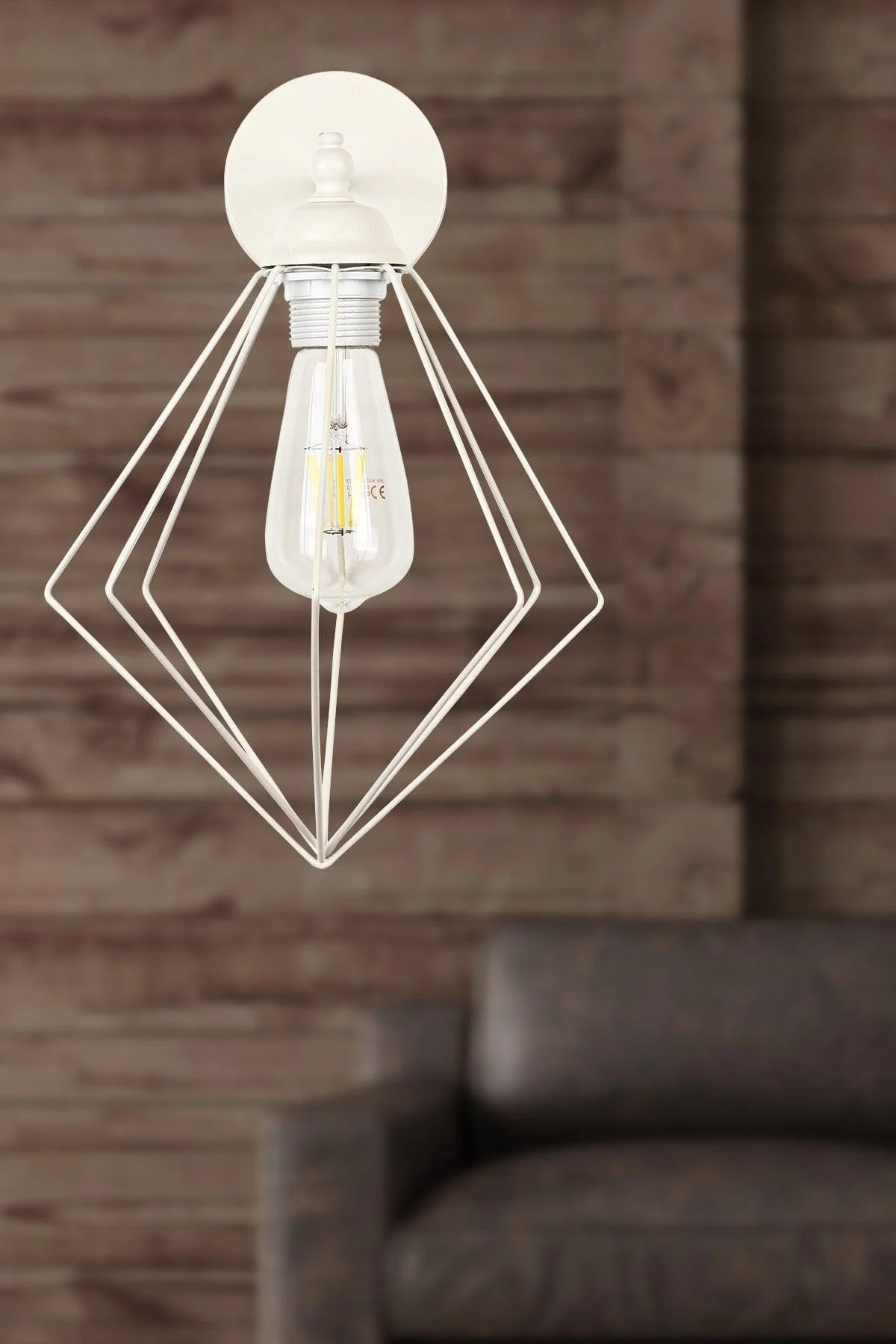 White metal wall sconce with 35 cm length, 24 cm diameter
