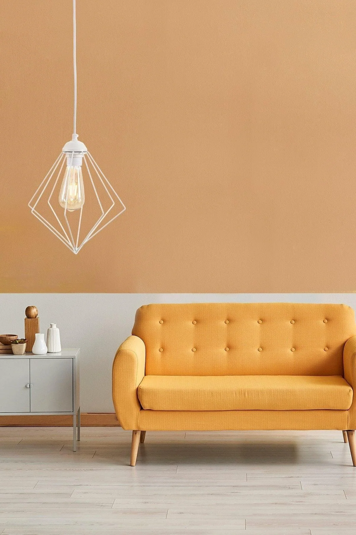 White metal chandelier 24cm x 72cm with E27 socket