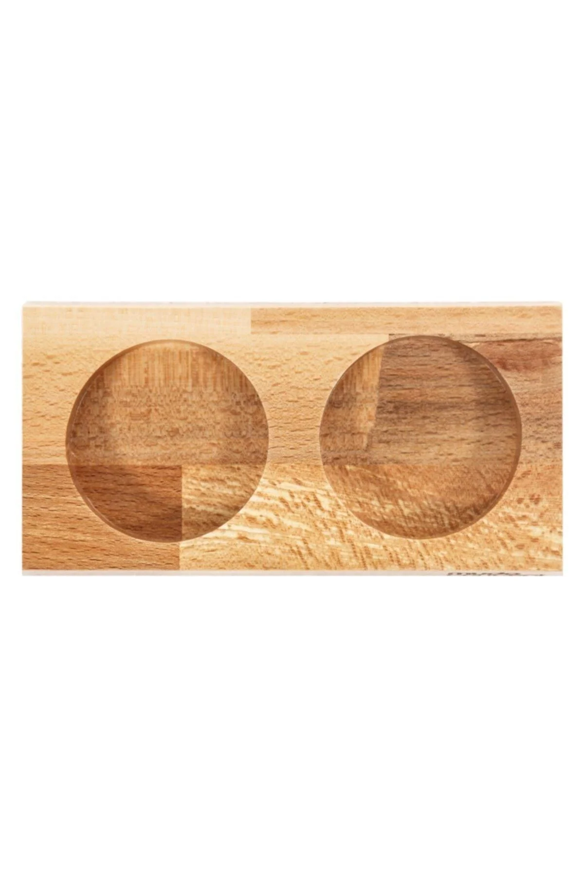 Wooden liquid soap and lotion stand with two compartments