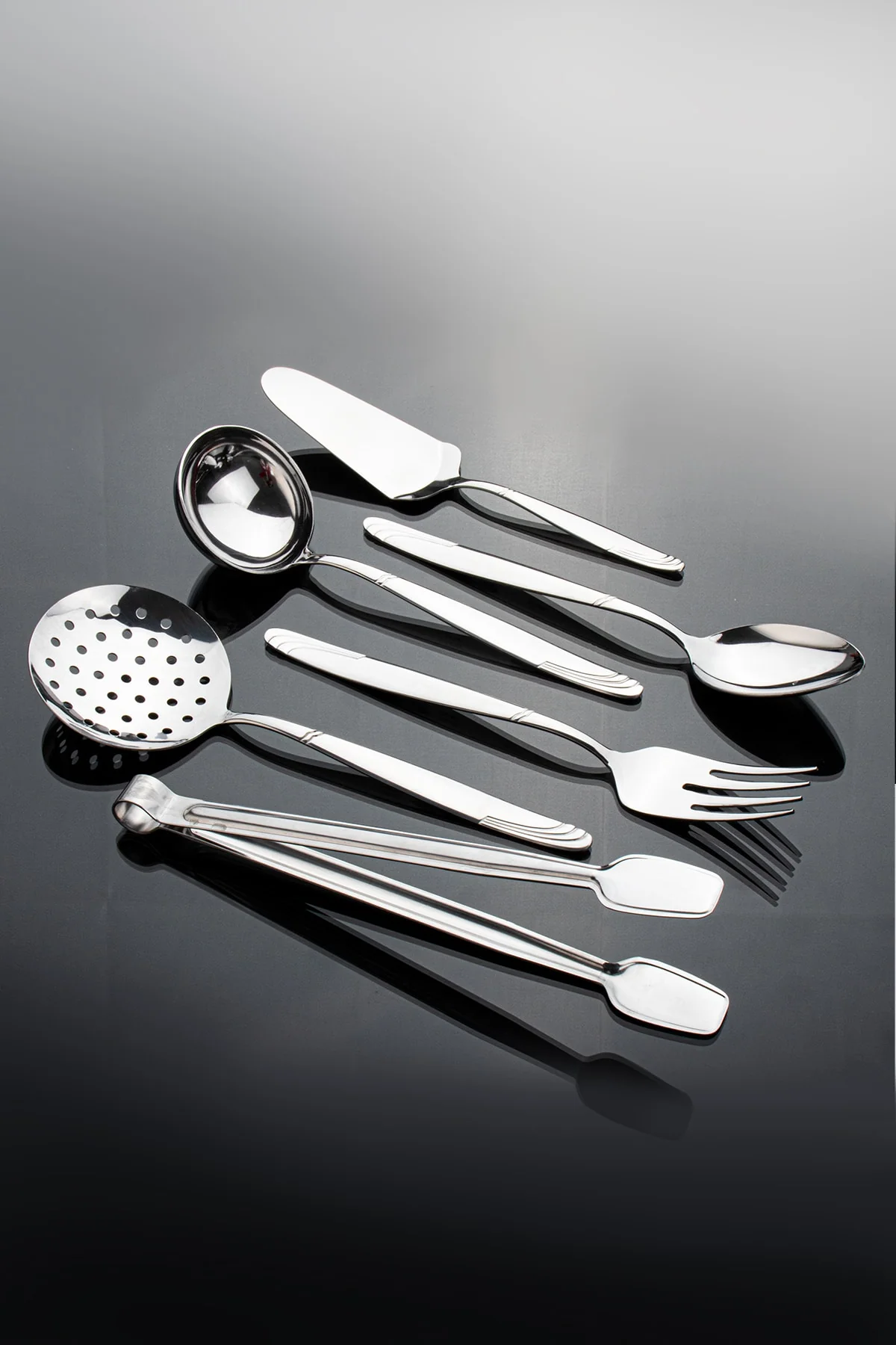 6-piece stainless steel serving utensil set, rust-resistant 18/10 grade