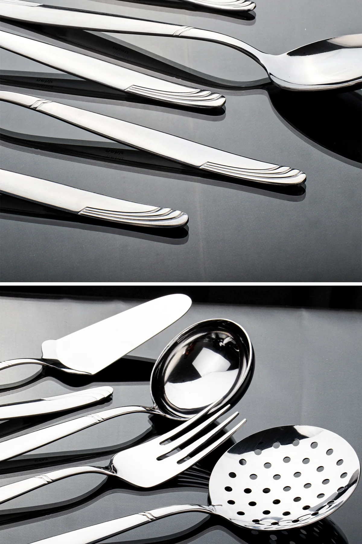 6-piece stainless steel serving utensil set, rust-resistant 18/10 grade